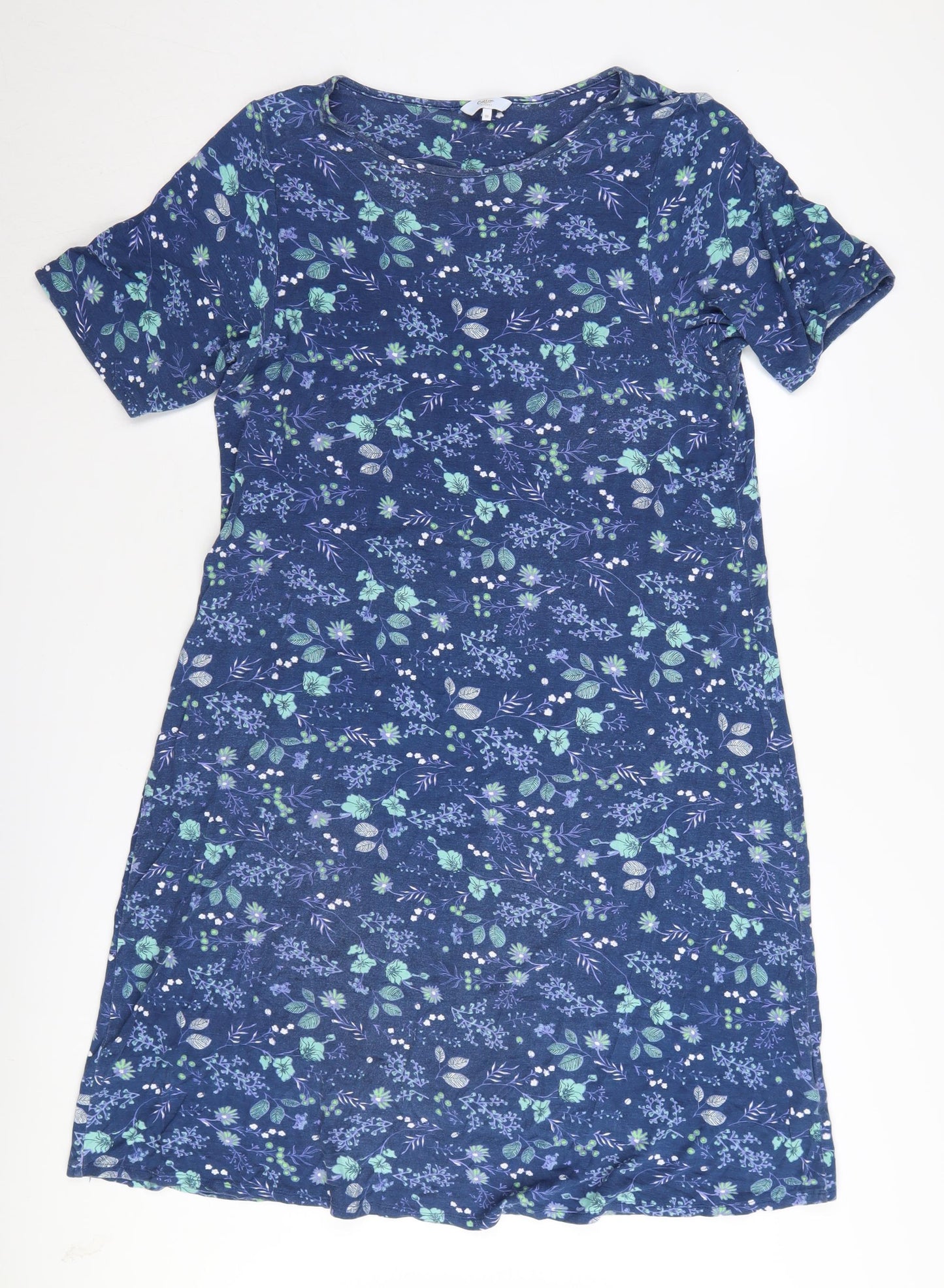 Cotton Traders Women's Blue Floral Dress - Size 18