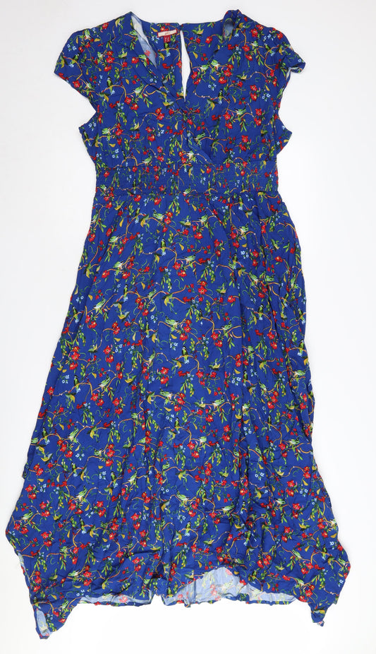 Joe Browns Women's Blue Floral A-Line Midi Dress Size 16