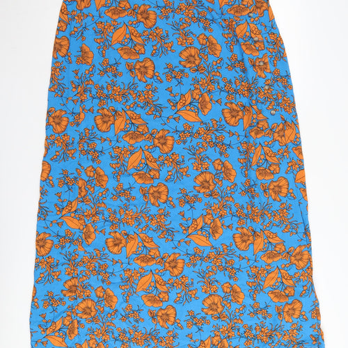 Next Women's Midi Floral Skirt, Size 16, Blue/Orange