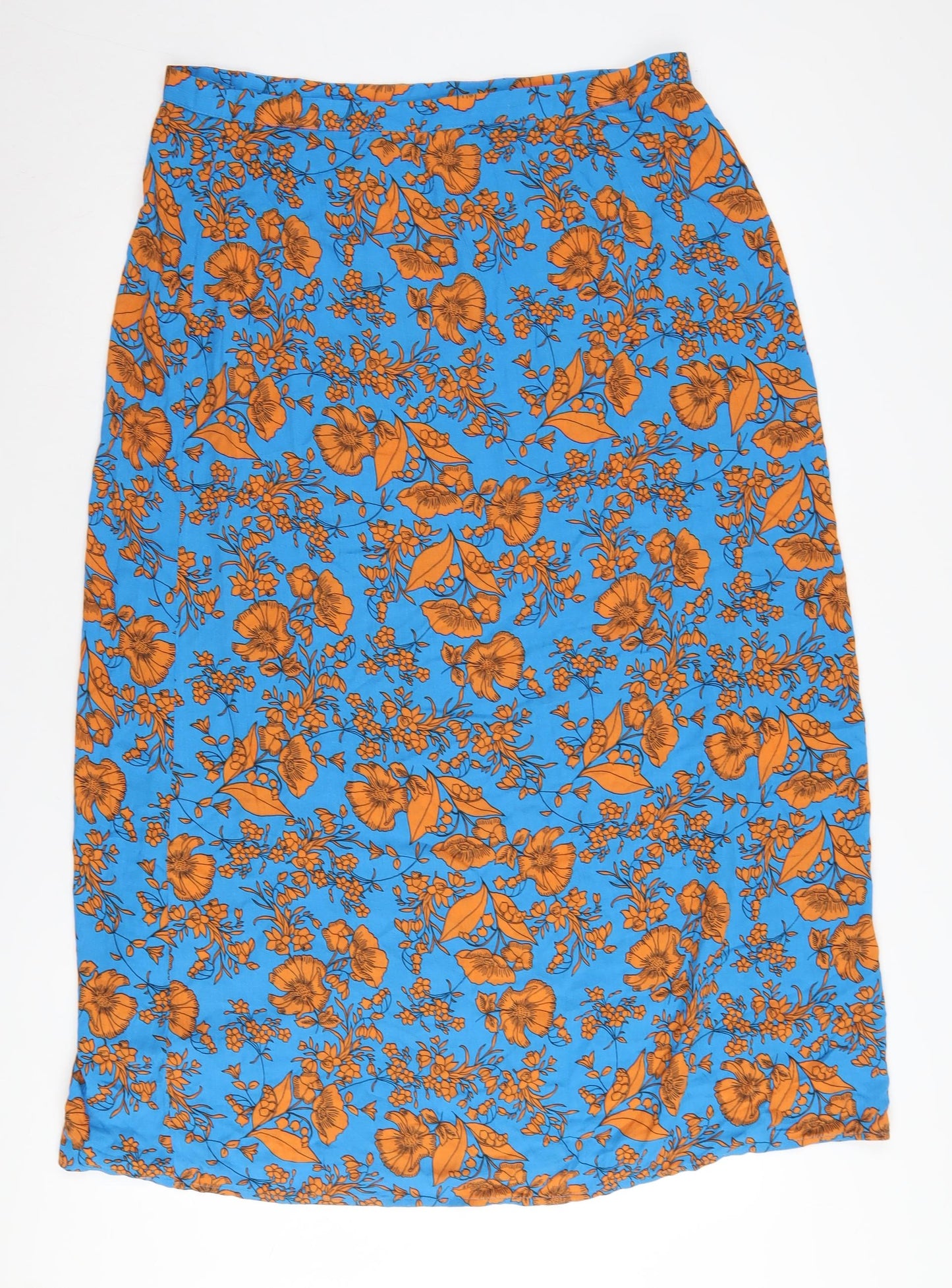 Next Women's Midi Floral Skirt, Size 16, Blue/Orange