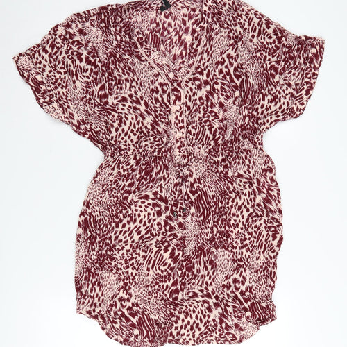 Vero Moda Women's Red Animal Print Blouse L