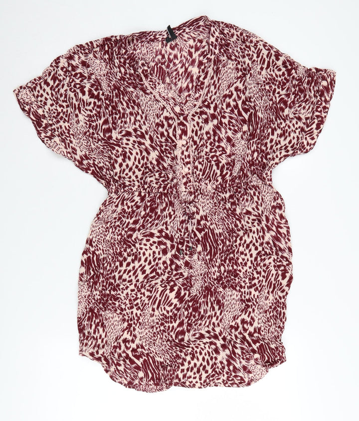 Vero Moda Women's Red Animal Print Blouse L
