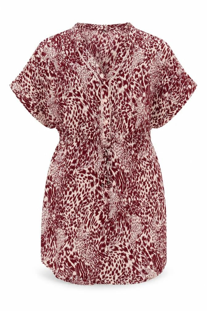 Front view of Vero Moda Women's Red Animal Print Blouse L