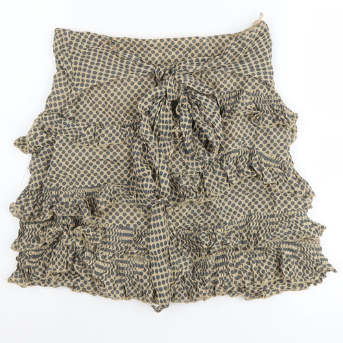 Topshop Women's Beige Polka Dot Peasant Skirt Size 10