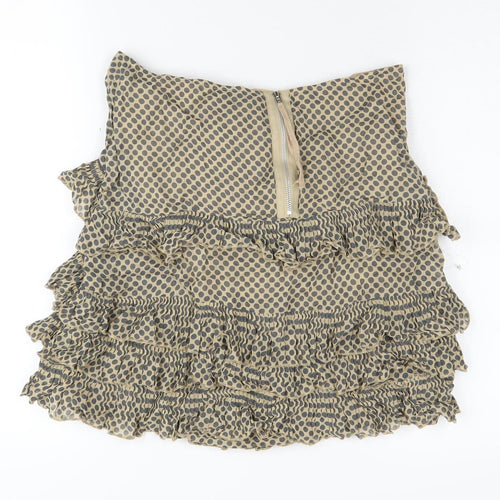 Topshop Women's Beige Polka Dot Peasant Skirt Size 10