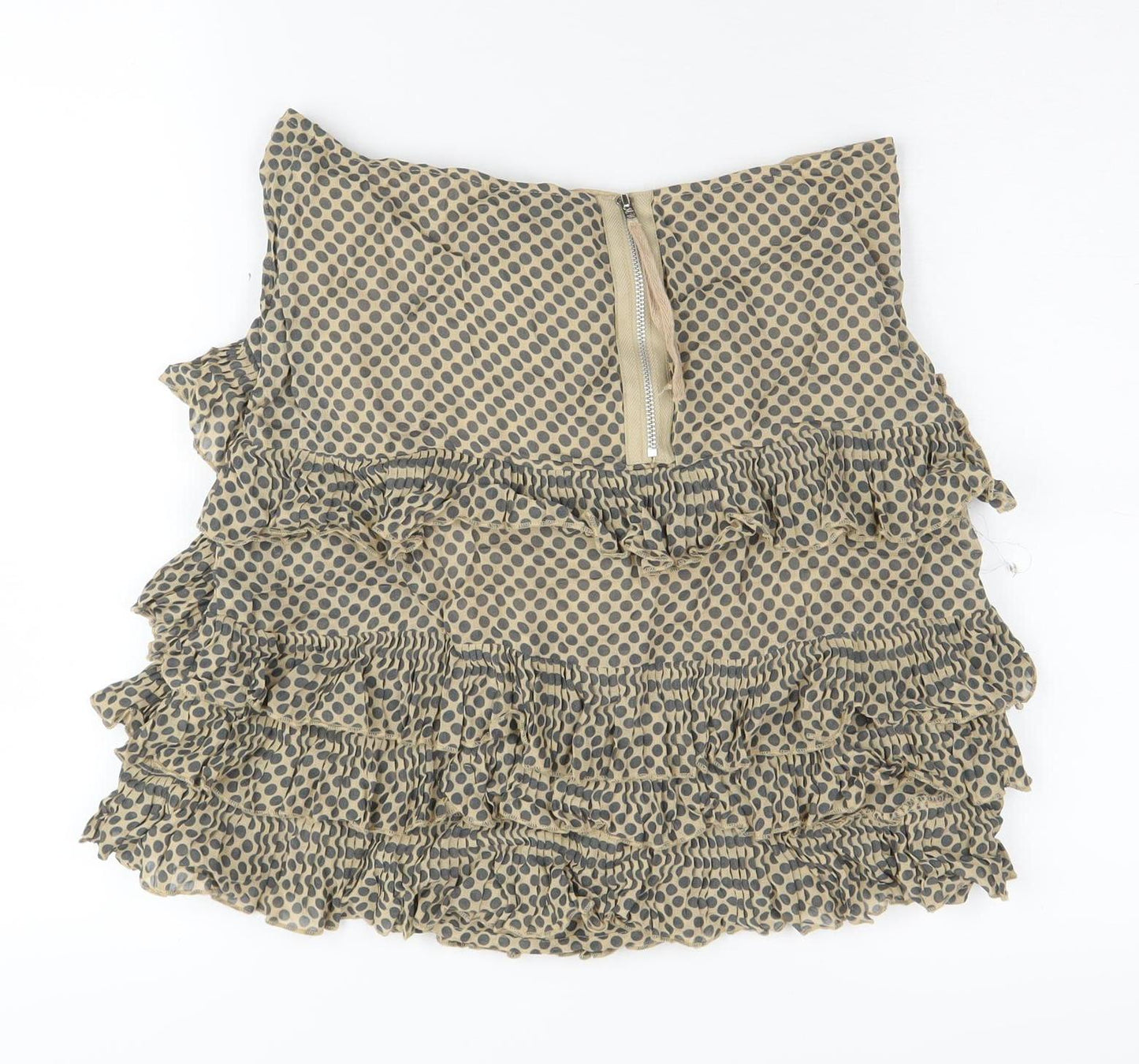 Topshop Women's Beige Polka Dot Peasant Skirt Size 10