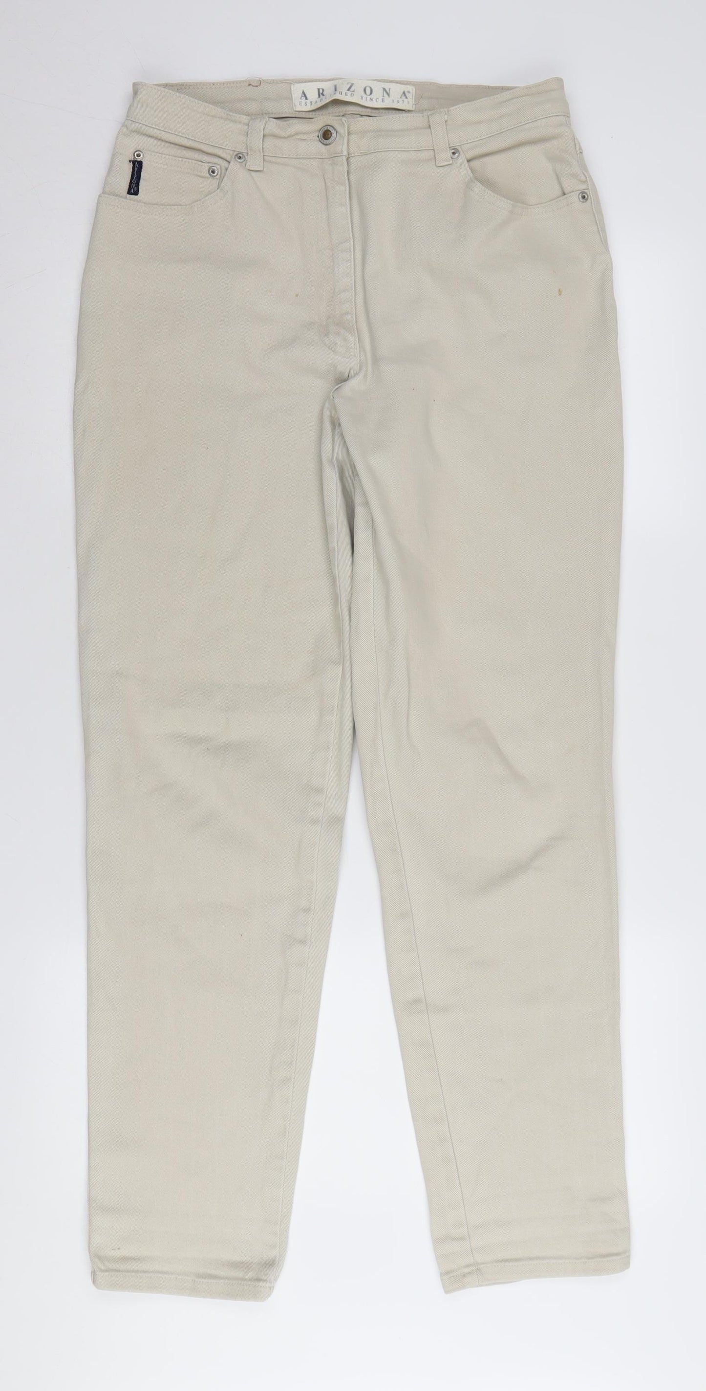 Arizona Women's Beige Straight Jeans Size 16 Regular Fit