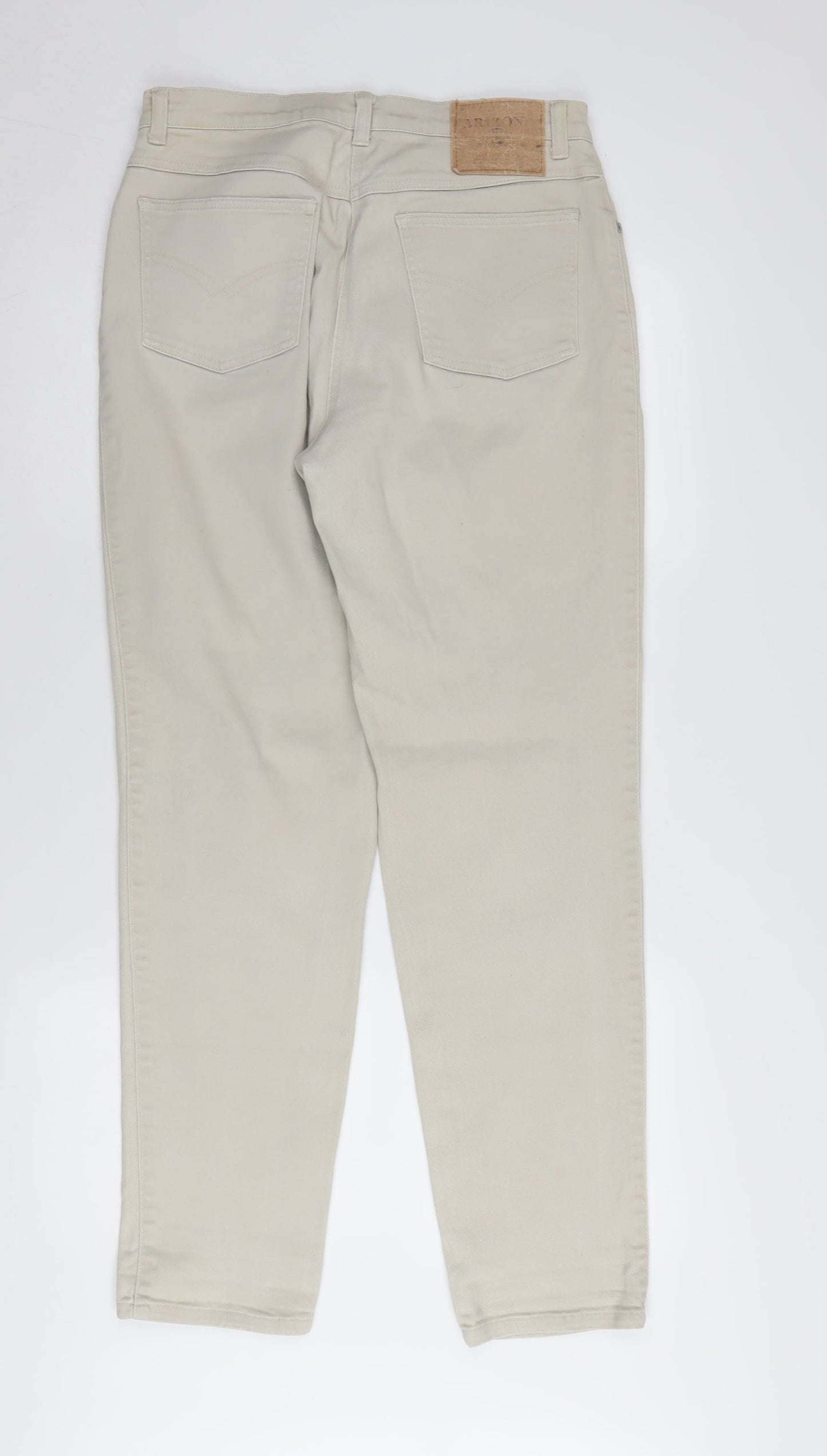 Arizona Women's Beige Straight Jeans Size 16 Regular Fit