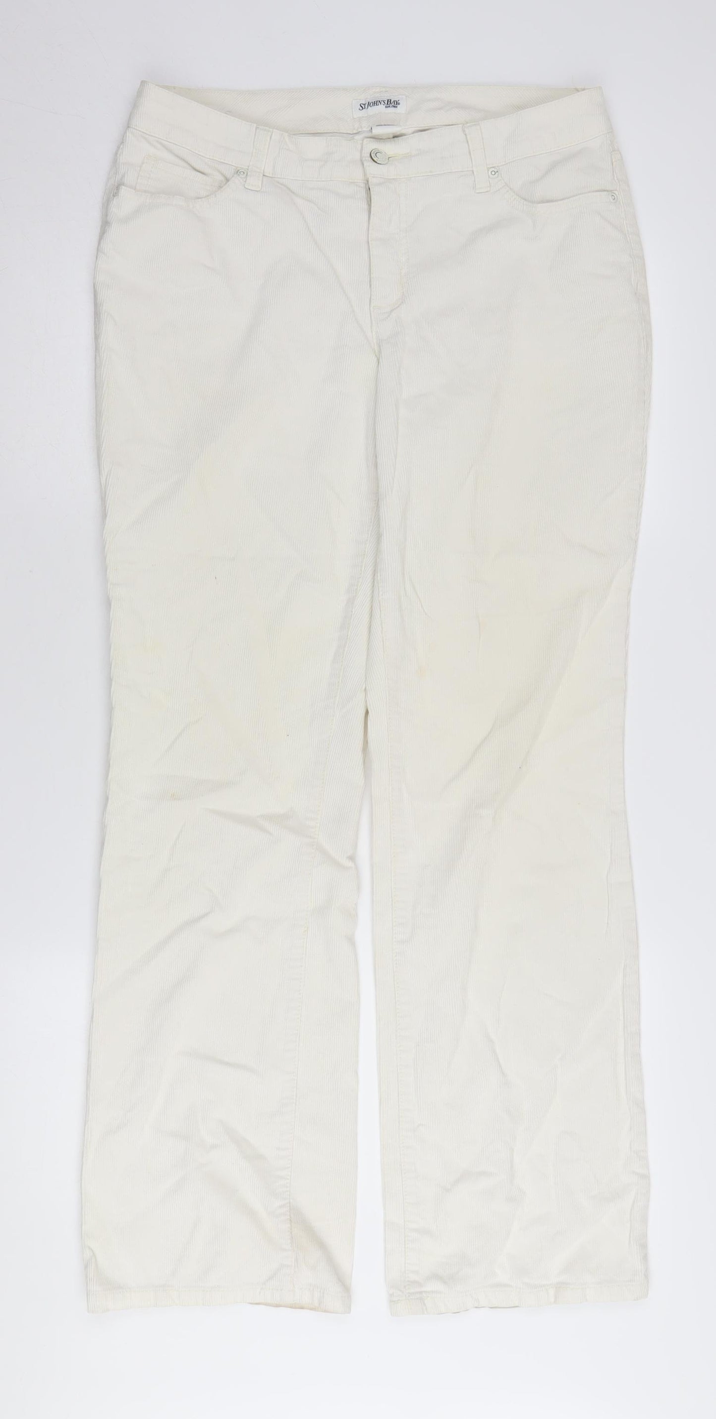 St. John's Bay Women's White Straight Corduroy Jeans Size 8