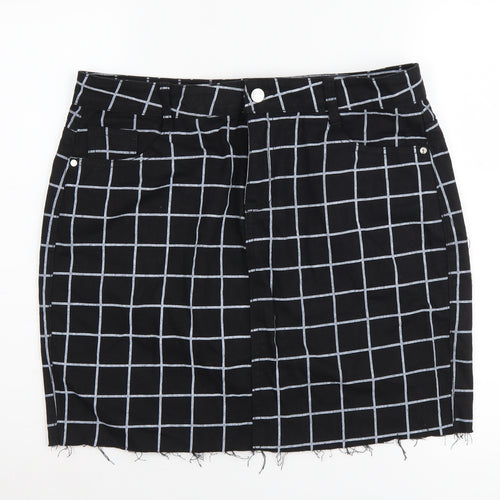 Missguided Women's Black Check Pencil Skirt UK 16