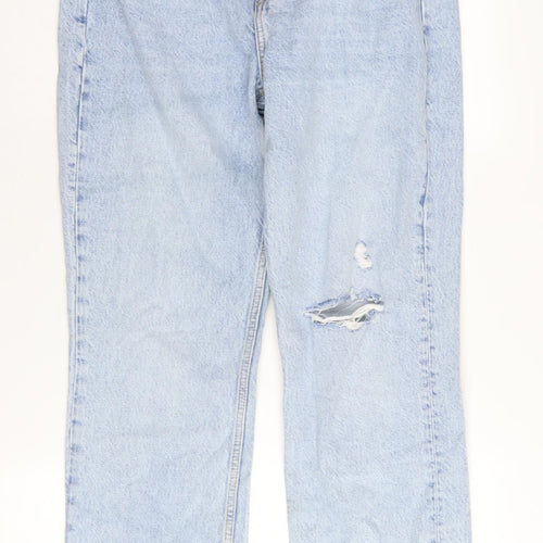 Zara Women's Blue High-Rise Straight Jeans Size 12
