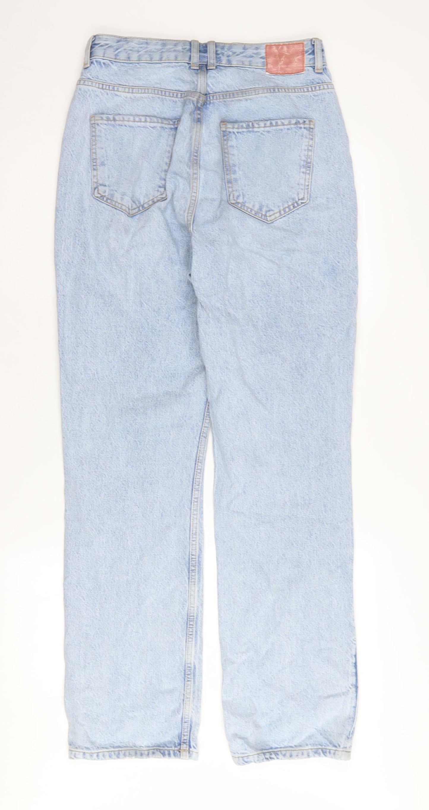 Zara Women's Blue High-Rise Straight Jeans Size 12