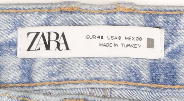 Zara Women's Blue High-Rise Straight Jeans Size 12
