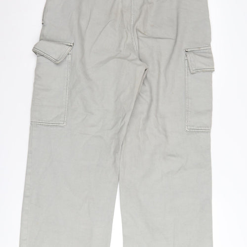 Topshop Women's Grey Wide-Leg Cargo Jeans Size 14