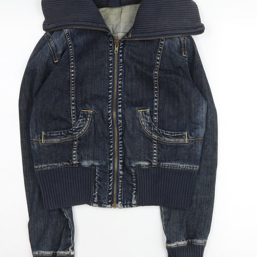 GAP Women's Blue Bomber Jacket - Size S, Denim, Casual