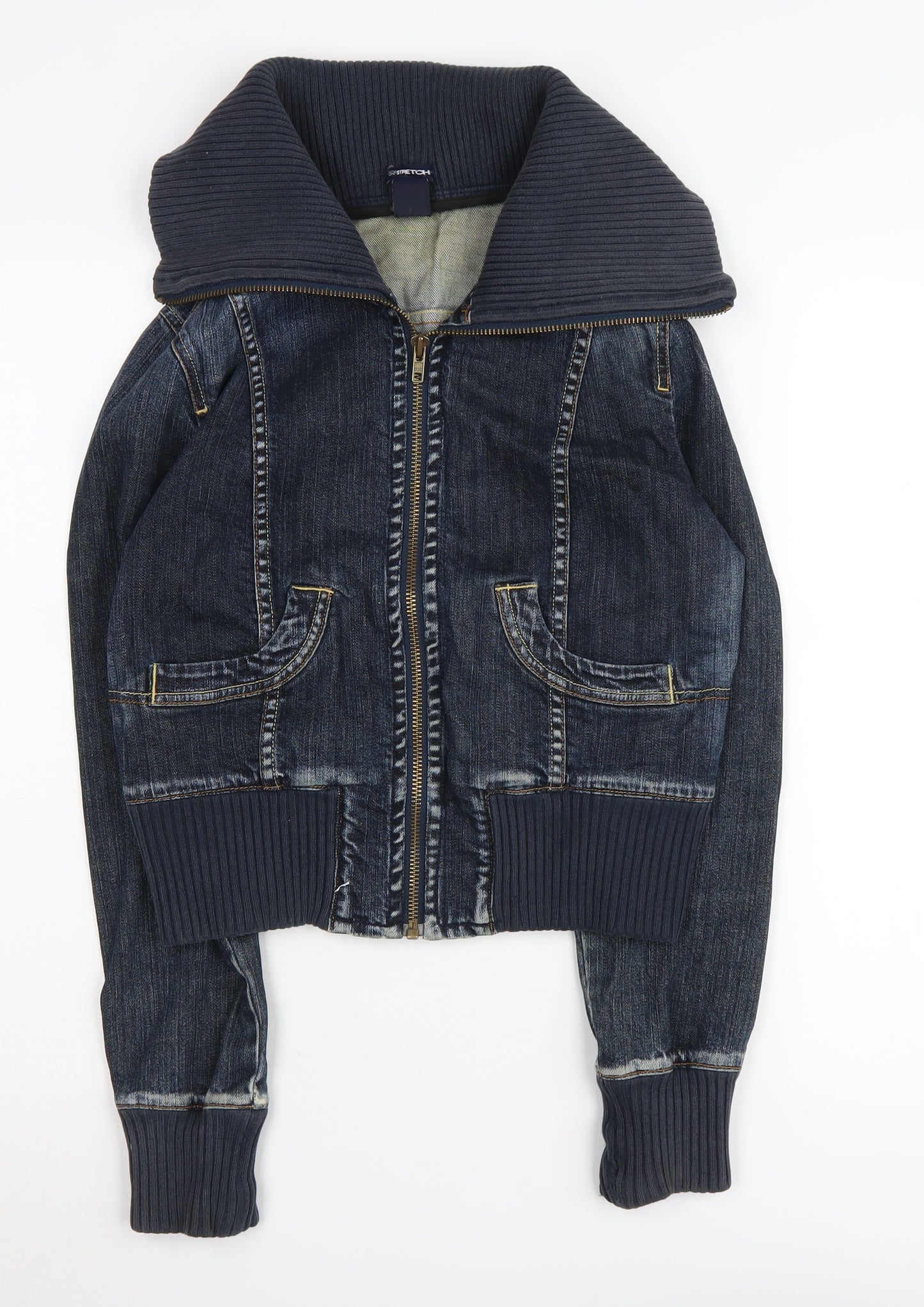 GAP Women's Blue Bomber Jacket - Size S, Denim, Casual