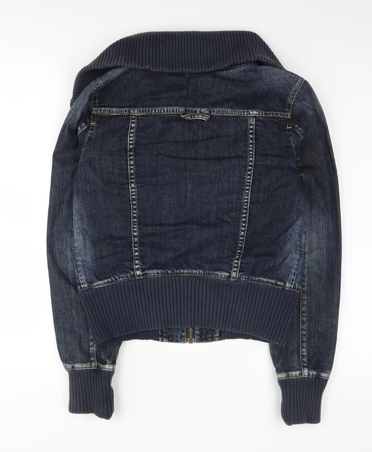 GAP Women's Blue Bomber Jacket - Size S, Denim, Casual