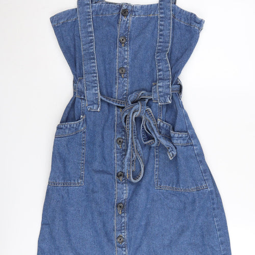 Blue Vanilla Women's Blue Denim Pinafore Dress Size 10