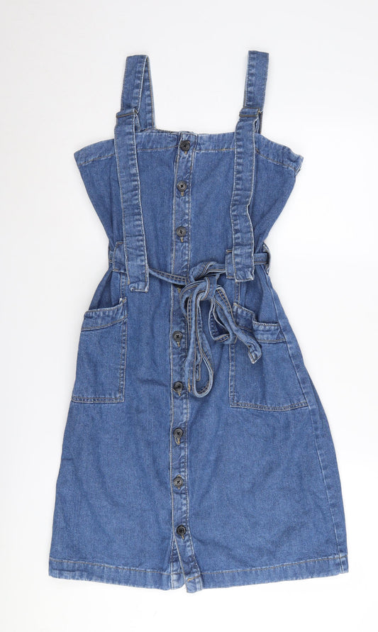 Blue Vanilla Women's Blue Denim Pinafore Dress Size 10