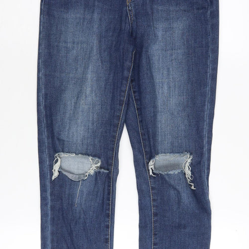 Cotton On Women's Blue Skinny Distressed Jeans Size 10