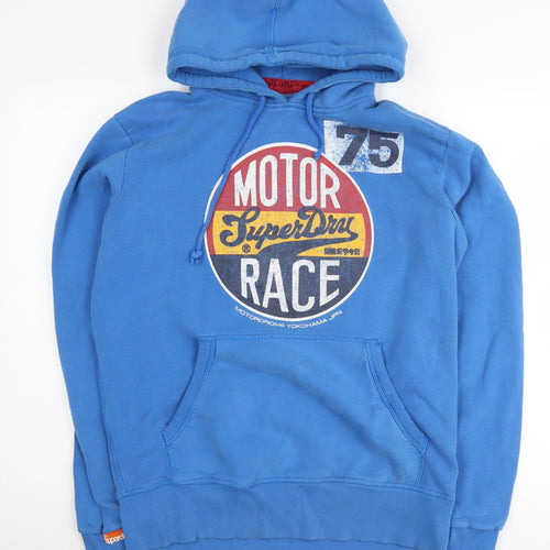 Superdry Men's XL Blue Pullover Hoodie with Logo