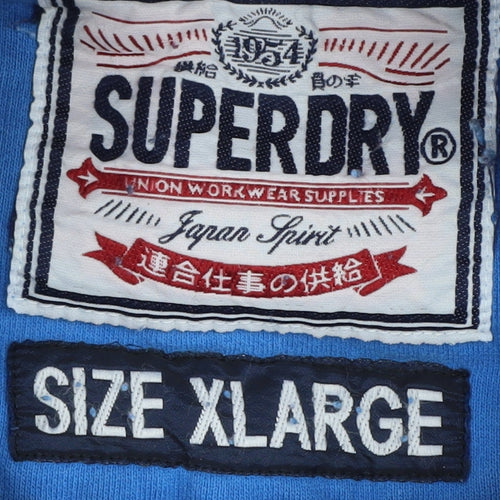 Superdry Men's XL Blue Pullover Hoodie with Logo