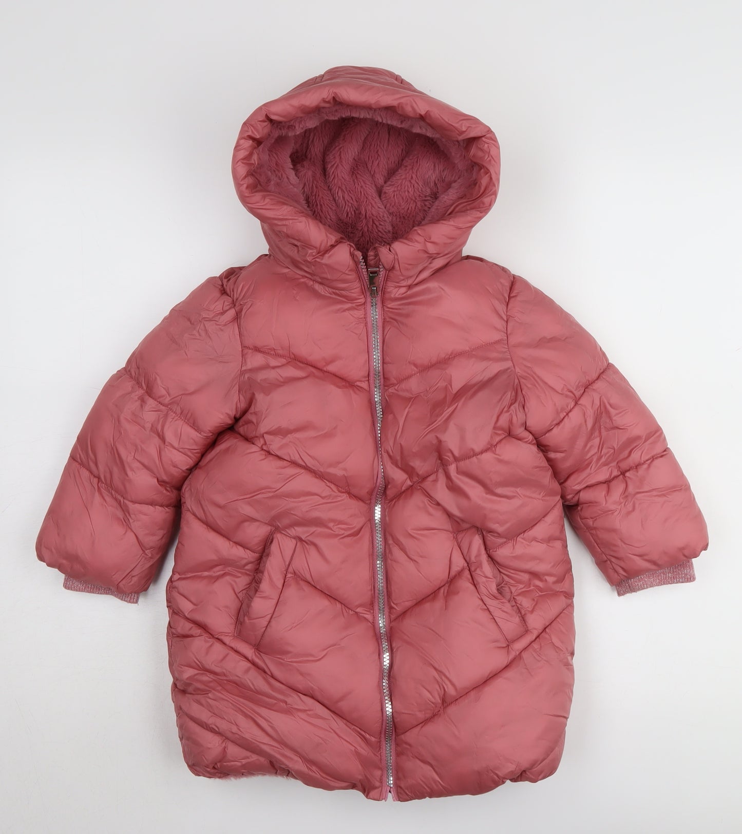 Marks & Spencer Girls Pink Puffer Jacket 2-3 Years