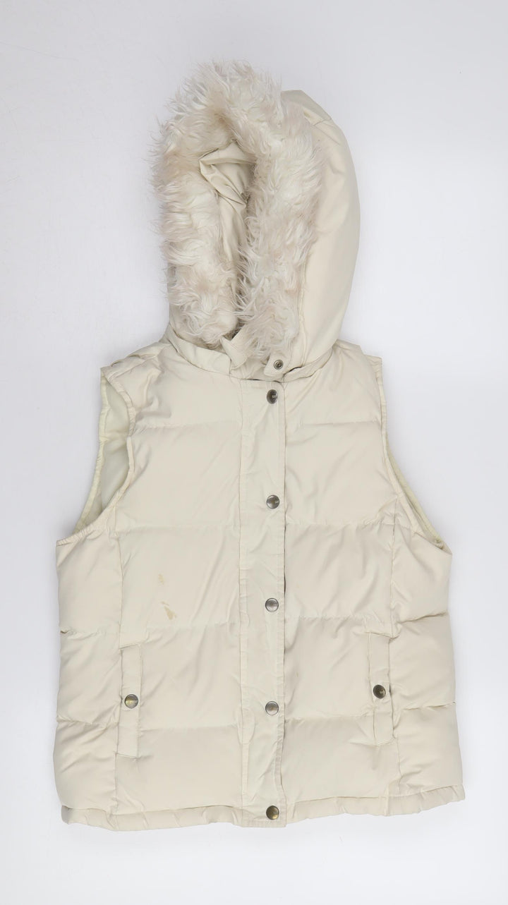 GAP Women's Ivory XS Puffer Waistcoat Hoodie Winter