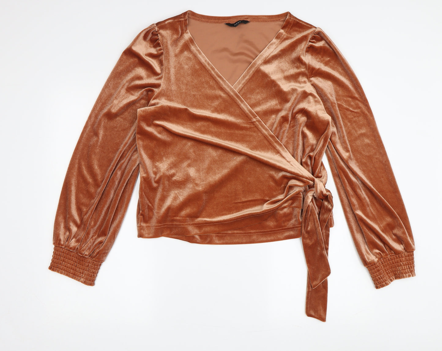 Next Women's Brown Wrap Velvet Blouse Size 16