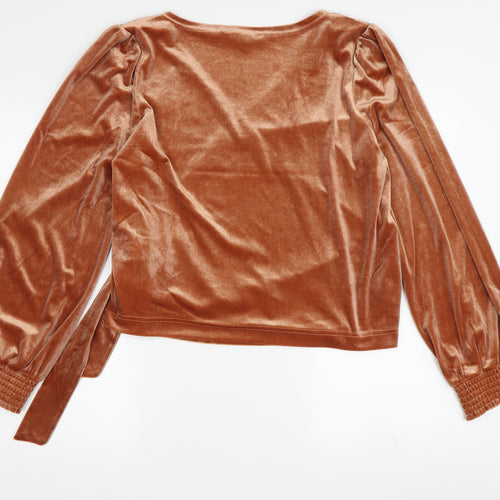 Next Women's Brown Wrap Velvet Blouse Size 16