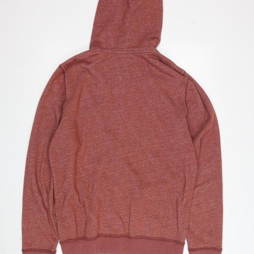 Hollister Men's Red Full Zip Hoodie L with Logo