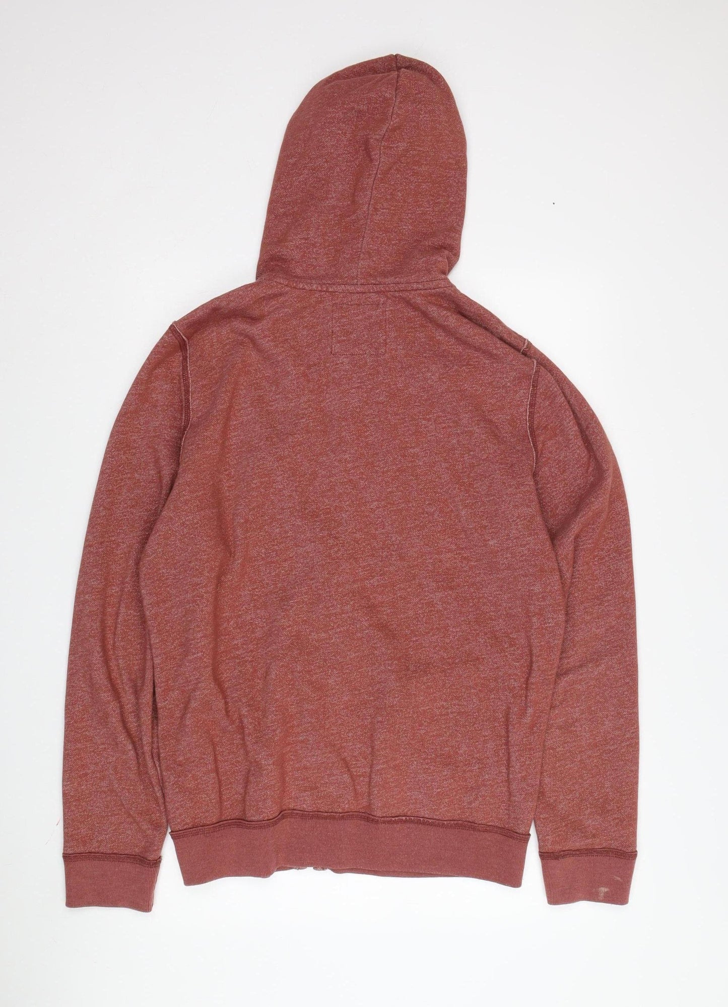 Hollister Men's Red Full Zip Hoodie L with Logo