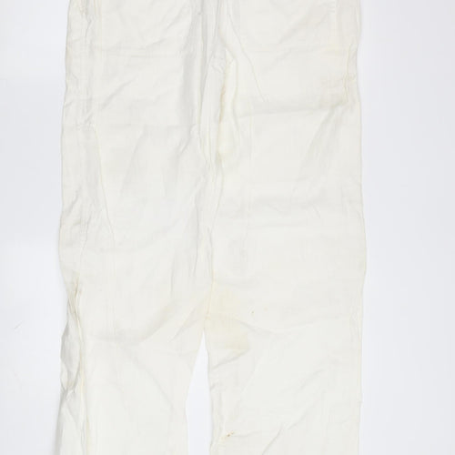 Next Women's Ivory Cargo Trousers Size 12 Linen Summer