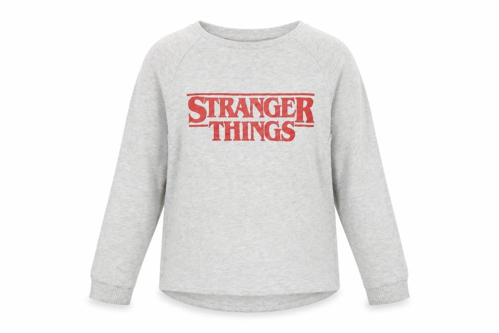 Front view of Stranger Things Women's Grey T-Shirt XS
