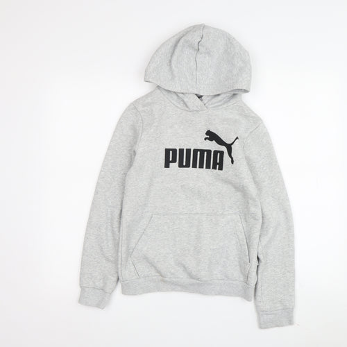 Puma Boys Grey Logo Hoodie 11-12 Years Pullover Style