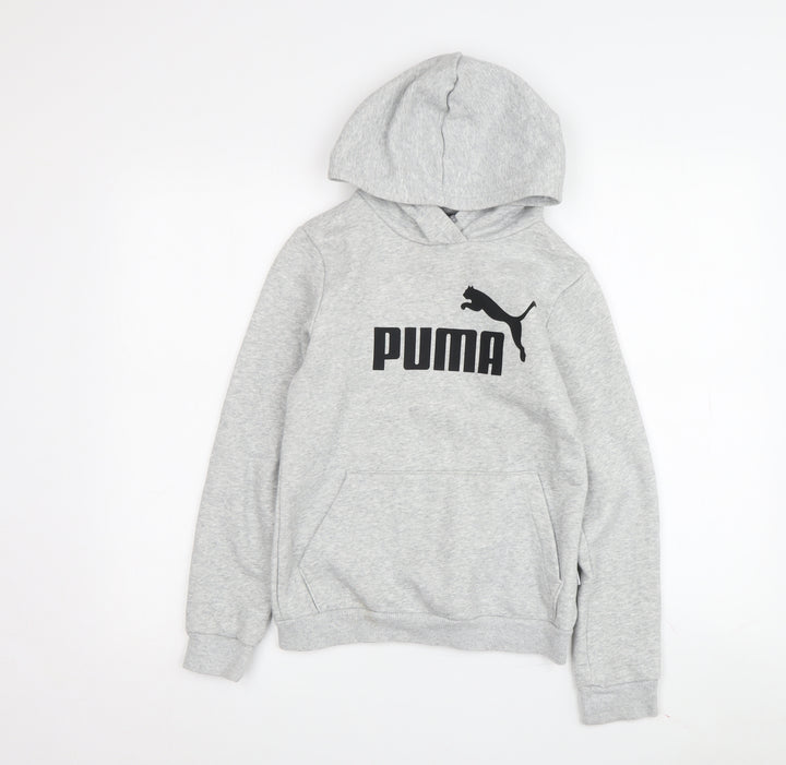 Puma Boys Grey Logo Hoodie 11-12 Years Pullover Style