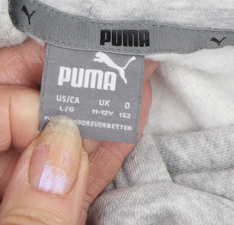 Puma Boys Grey Logo Hoodie 11-12 Years Pullover Style