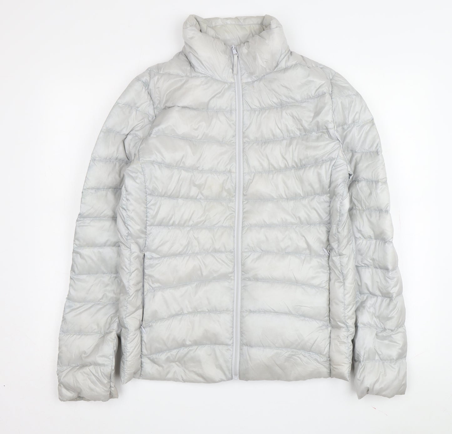 UNIQLO Women's Silver Puffer Jacket S Winter Lightweight