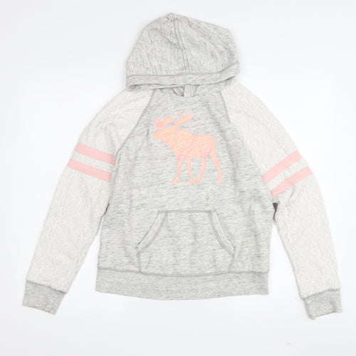 Abercrombie Kids Girls Grey Hoodie 13-14 Years with Moose Design