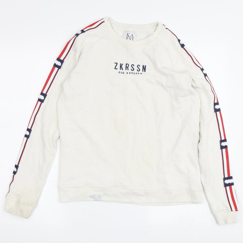 Zoe Karssen Women's Beige Logo XS Sweatshirt Pullover