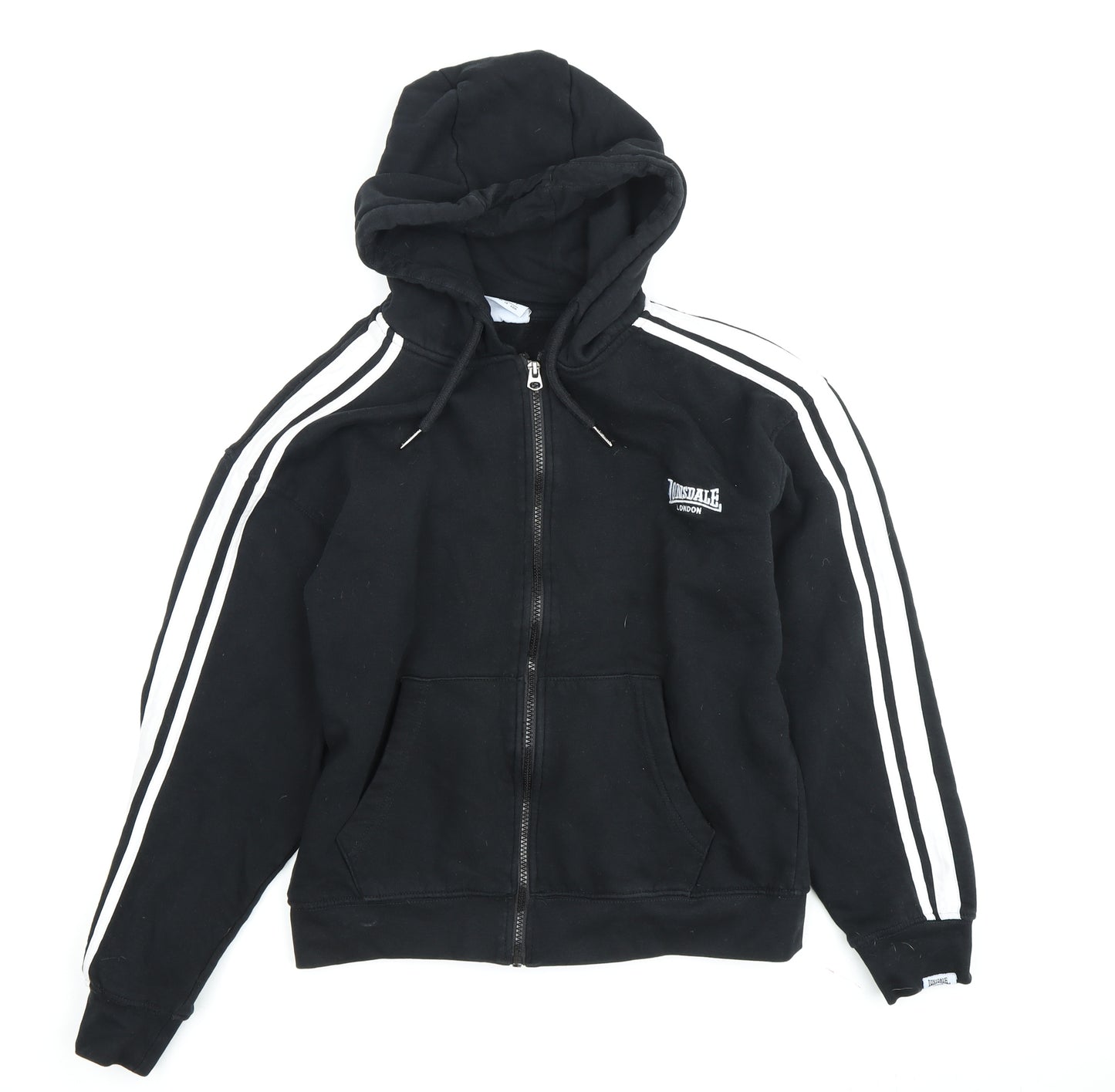 Lonsdale Women's Black Full Zip Hoodie, Size 8