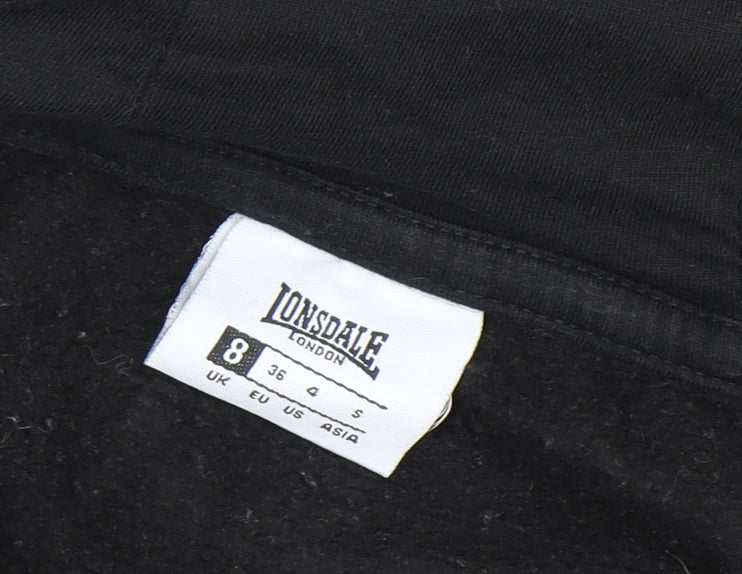 Lonsdale Women's Black Full Zip Hoodie, Size 8
