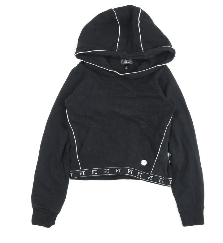 Firetrap Girls Black Hoodie, 13 Years, 100% Cotton, Piping Accents