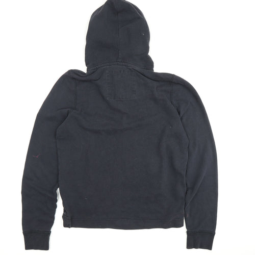 Hollister Mens Large Black Pullover Hoodie, Logo, Hooded