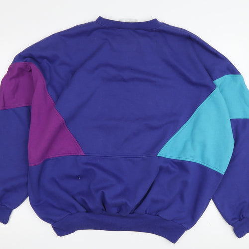 Adidas Unisex Blue Colourblock Logo Sweatshirt XL