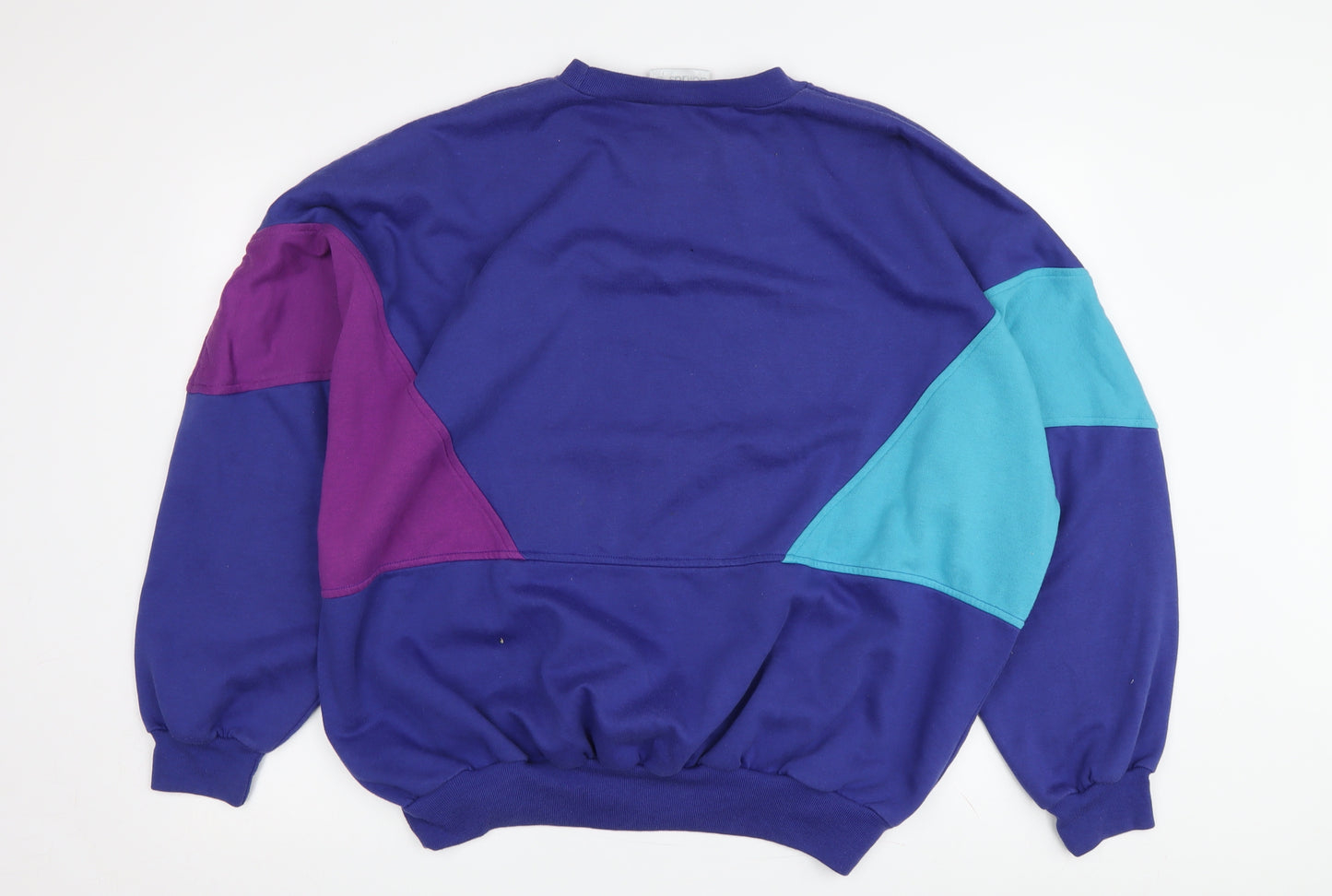 Adidas Unisex Blue Colourblock Logo Sweatshirt XL