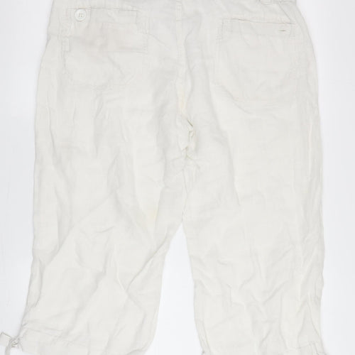Laura Ashley Women’s Ivory Cropped Linen Trousers Size 14