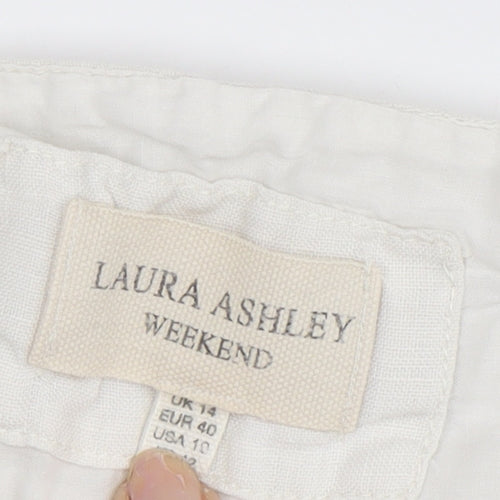 Laura Ashley Women’s Ivory Cropped Linen Trousers Size 14