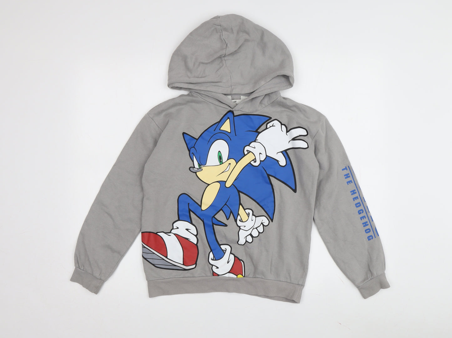 H&M Boys Grey Sonic Hedgehog Pullover Hoodie 8-10 Years