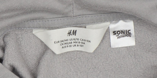 H&M Boys Grey Sonic Hedgehog Pullover Hoodie 8-10 Years